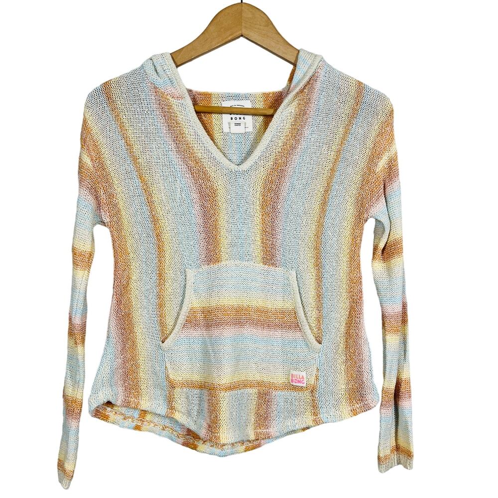 Billabong Woven Knit Beach Pullover Hoodie Long Sleeve Stripe - M